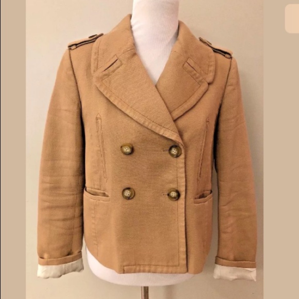 LOFT Tan Military Blazer | Jacket Buttons Pockets